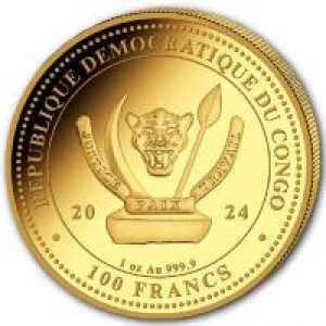 Kongo 100 Francs Wanderfalke World´s Wildlife 1 Unze Gold 2024
