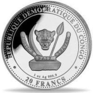 Kongo 20 Francs Triceratops Prehistoric Life II 2024 1 OZ SILBER  ( kein Internetverkauf ) nur Ladenverkauf