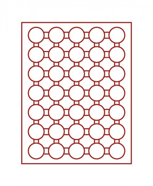 2625 Coin Box with 35 round compartments for single coins in coin capsules with 36 mm diameter